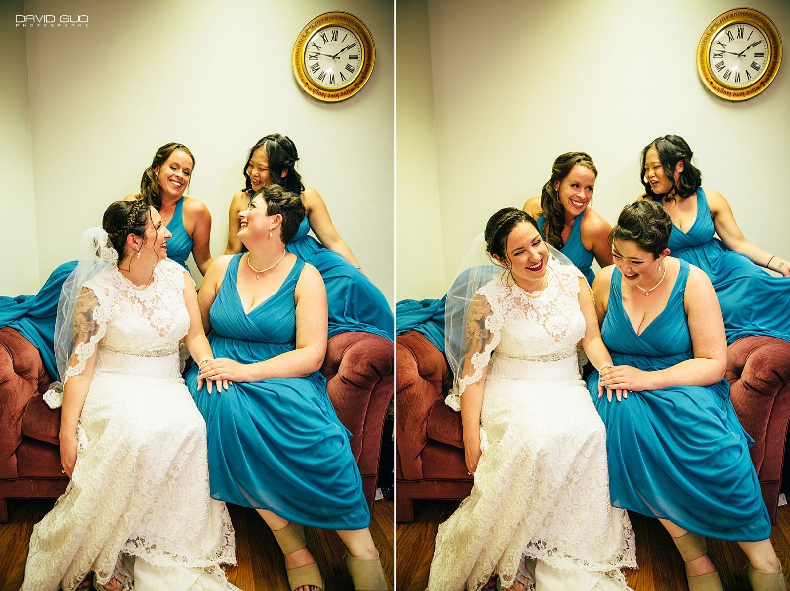 Holy Ghost Denver Wedding bridal party laughing